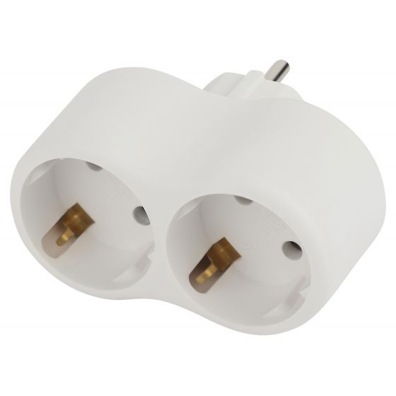 Разветвитель двойник 16А 2 гнезда с з/к белый Эра