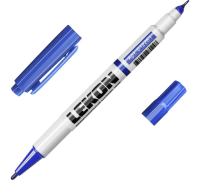 Маркер 0,5-1мм 2х-сторонний синий Duo Lekon(12)