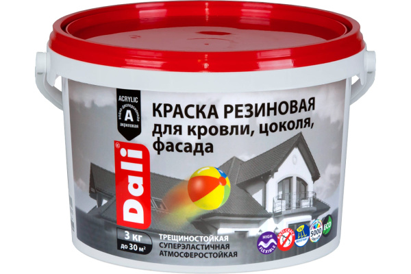 Краска резиновая  3кг серая фасадная Dali