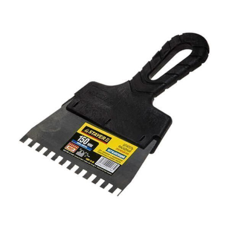 Шпатель зубчатый нержавеющий 150ммх0,3мм зуб 6х6мм Stayer