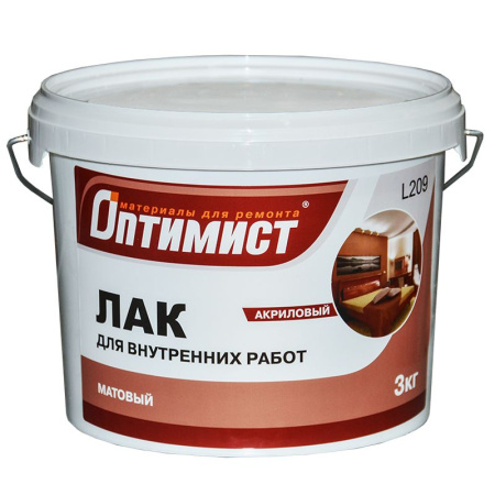 Лак акриловый для внутренних работ 3,0кг L209 мат.  Оптимист