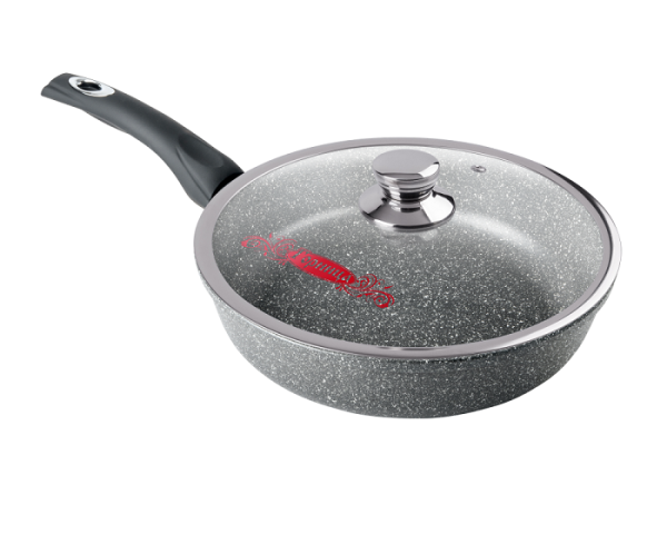 Сковорода ф200 h51 с пласт ручкой с крышкой графит Горница(49)