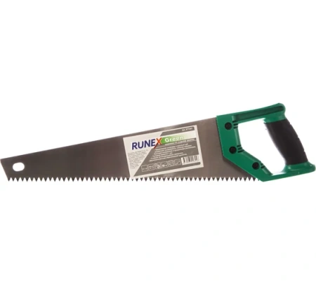 Ножовка по дереву 400мм зуб 3,5мм з/д сырая древесина Runex Green