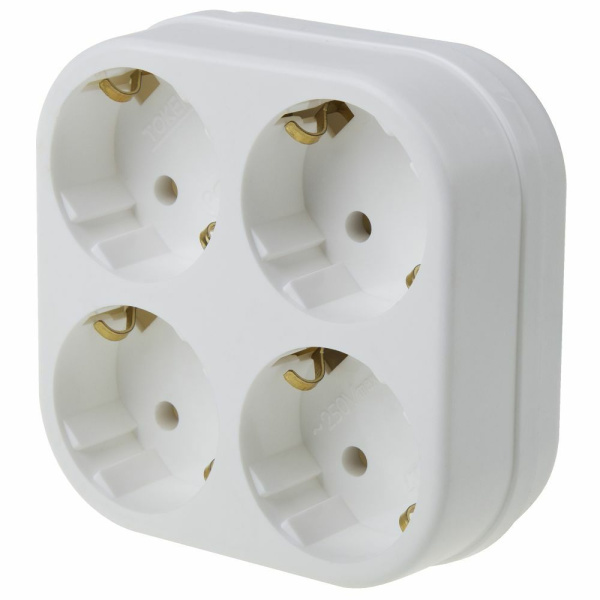 Разветвитель четвертник 16А 4 гнезда 4Т4 с з/к Rexant